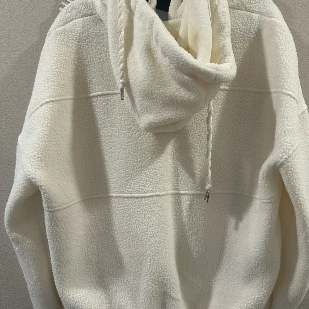 White and Cream Teddy Hooded Sweatshirt - Picture 5 of 7